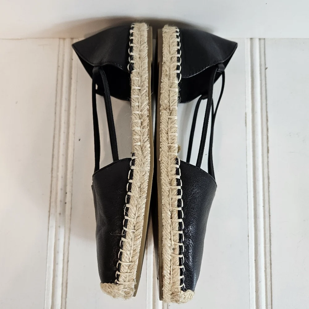 Eileen Fisher Wali Black Leather Espadrilles Women’s 6.5 Slip On Flat Loafers